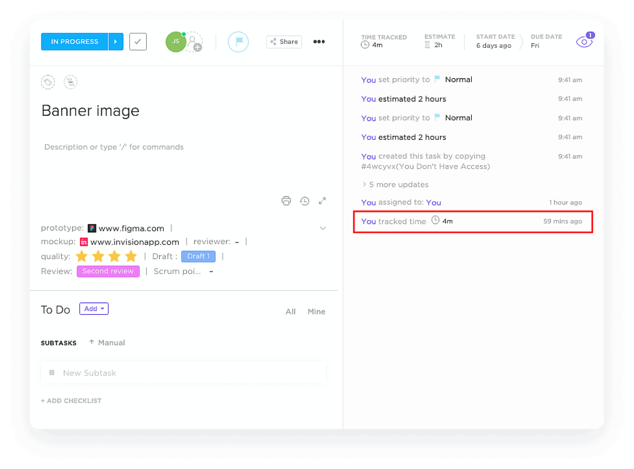 Save hours worked in task activity.