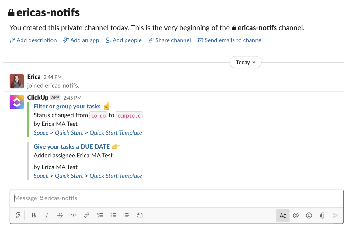 picture showing how clickup integrates within slack